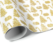白と金ゴールドクリスマスツリーグリッタークリスマス ラッピングペーパー (ロールコーナー)