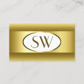 白と金ゴールドグラデーションモノグラムゴールデンオーバルデコール 名刺 (正面)