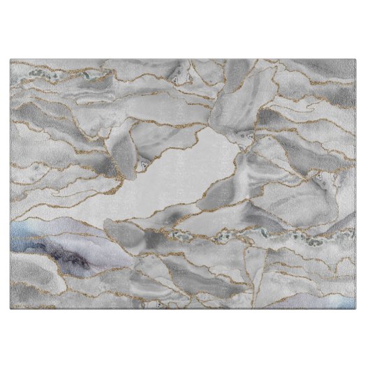 白と金ゴールドグリッター瑪瑙 カッティングボード (正面)