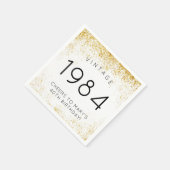 白と金ゴールドグリッター40th誕生日ヴィンテージ1984 スタンダードカクテルナプキン (角)