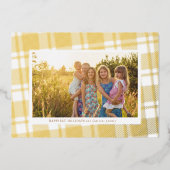 白と金ゴールドシンプルの格子枠 箔シーズンカード (正面)