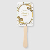 白と金ゴールドシンプルオーナメント結婚の感謝 ハンドファン (正面)