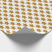 白と金ゴールドスターズホリデークリスマスギフトラップ ラッピングペーパー (角)