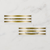 白と金ゴールドストライプのモダンデザイン スキニー名刺 (正面/裏面)