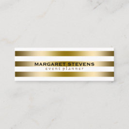 白と金ゴールドストライプのモダンデザイン スキニー名刺