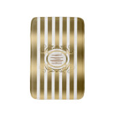 白と金ゴールドストライプの渦巻きフレーム バスマット (正面縦)