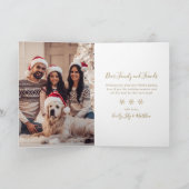 白と金ゴールドスノーフレーク6フォトコラージクリスマス シーズンカード (内部)