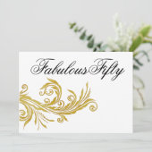 白と金ゴールドスワール誕生日パーティー 招待状 (スタンド正面)