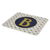 白と金ゴールドドットグリッドモノグラム カッティングボード (角)