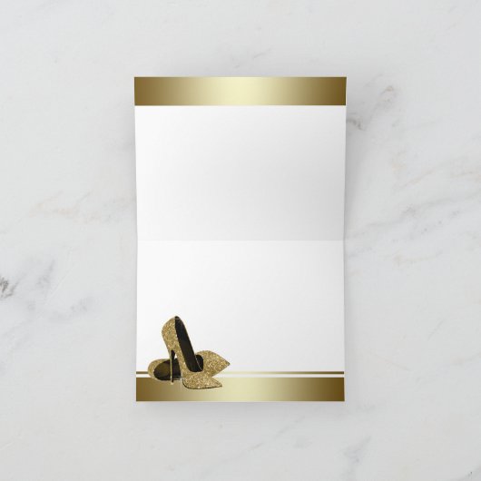 白と金ゴールドハイヒール靴サンキューカード サンキューカード (内部)