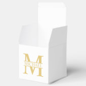 白と金ゴールドパーソナライズされたモノグラムと名前 フェイバーボックス (オープン)