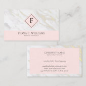 白と金ゴールドフェイクのピンク無地の色 名刺 (正面/裏面)