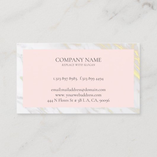 白と金ゴールドフェイクのピンク無地の色 名刺 (裏面)