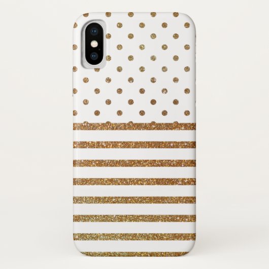 白と金ゴールドフェイクグリッターiPhone Xケース Case-Mate iPhoneケース (裏面)
