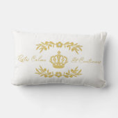 白と金ゴールドフランスのス保トのCalmオンオン ランバークッション (裏面)