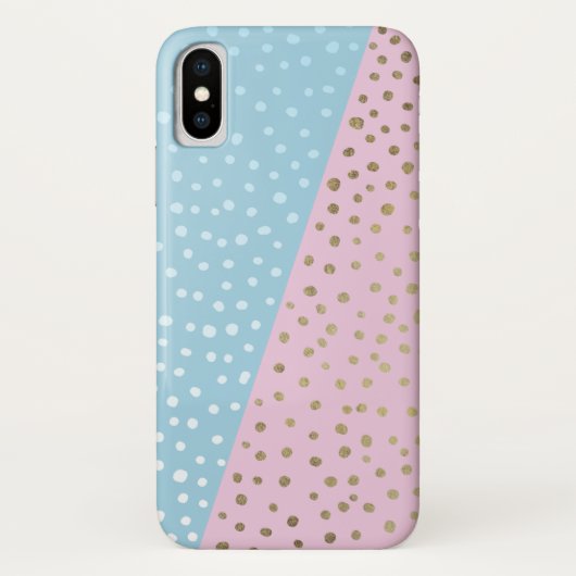 白と金ゴールドブロンズのドットパターンiPhone Xケース Case-Mate iPhoneケース (裏面)