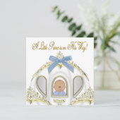 白と金ゴールドプリンスアフリカ系アメリカ人ベビーシャワー 招待状 (スタンド正面)