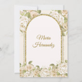 白と金ゴールドボホメキシコフローラガールトレアノス 招待状 (裏面)