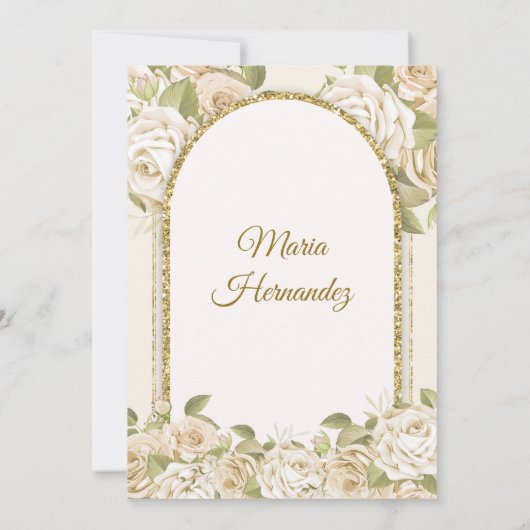 白と金ゴールドボホメキシコフローラガールトレアノス 招待状 (裏面)