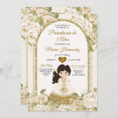 白と金ゴールドボホメキシコフローラガールトレアノス 招待状 (正面/裏面)