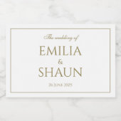 白と金ゴールドミニフィズボトルラベル スパークリングワインラベル (シングルラベル)