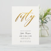 白と金ゴールドミニマエレガントリスト50誕生日 招待状 (スタンド正面)