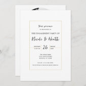 白と金ゴールドミニマルモダンエレガント婚約 招待状 (正面/裏面)