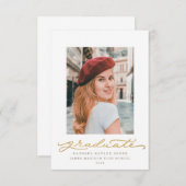 白と金ゴールドミレニアルスクリプト 招待状 (正面/裏面)