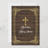 白と金ゴールドメキシコのチャロのバプテスマと誕生日3 招待状 (裏面)