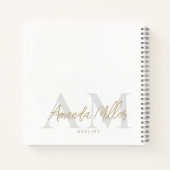 白と金ゴールドモノグモダンラムカスタムミニマリスト ノートブック (裏面)