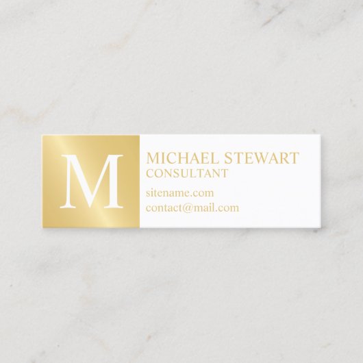 白と金ゴールドモノグラエレガントム スキニー名刺 (正面)