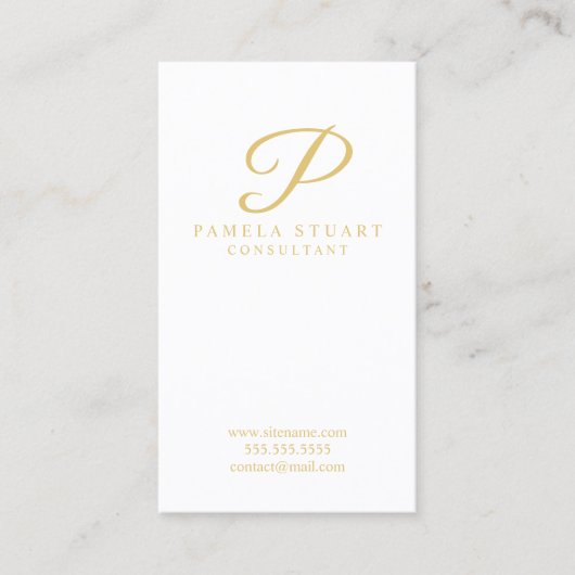 白と金ゴールドモノグラエレガントム 名刺 (正面)