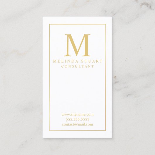 白と金ゴールドモノグラエレガントム 名刺 (正面)