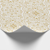 白と金ゴールドモロッコジオメトリックパターン ラッピングペーパー (角)