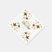 白と金ゴールドルックスターパターンエレガントクリスマス スタンダードカクテルナプキン (角)