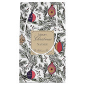 白と金ゴールドヴィンテージクリスマスオーナメントパインベリー スモールペーパーバッグ (正面)