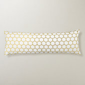 白と金ゴールド六角の幾何学模様 ボディピロー (裏面)