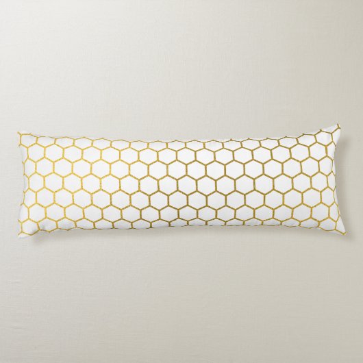 白と金ゴールド六角の幾何学模様 ボディピロー (裏面)