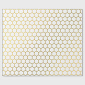 白と金ゴールド六角の幾何学模様 ラッピングペーパー (フラット)