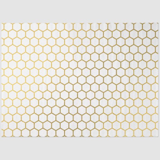 白と金ゴールド六角の幾何学模様 薄葉紙 (正面)