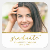 白と金ゴールド写真大学院卒業 スクエアシール (正面)