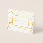 白と金ゴールド大理石ありがとうカードを畳んだ 箔カード (正面)
