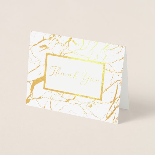 白と金ゴールド大理石ありがとうカードを畳んだ 箔カード (正面)