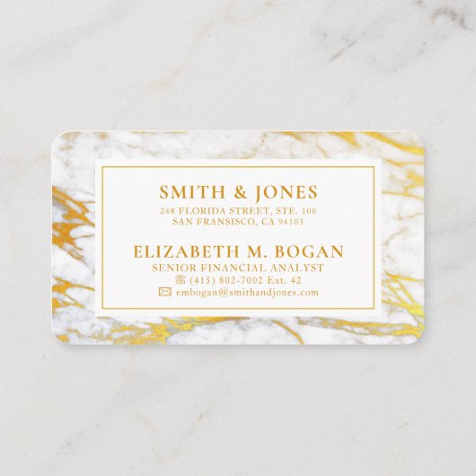 白と金ゴールド大理石プロフェッショナル名刺 名刺 (裏面)