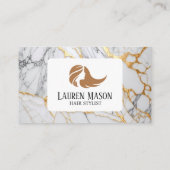 白と金ゴールド大理石美容師ヘアサロン 名刺 (裏面)