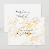 白と金ゴールド大理石 インビテーションポストカード (正面/裏面)