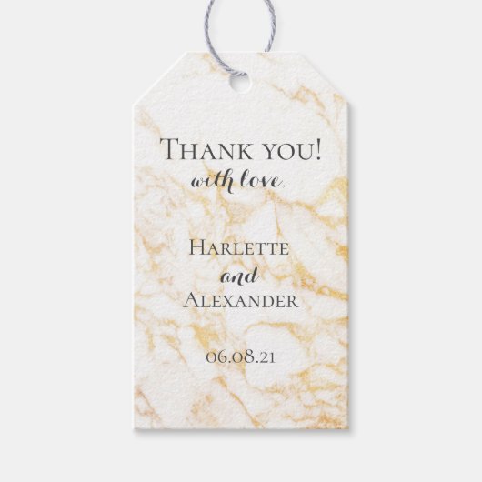 白と金ゴールド大理石 ギフトタグ (正面)