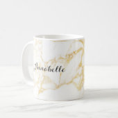白と金ゴールド大理石 コーヒーマグカップ (正面左)