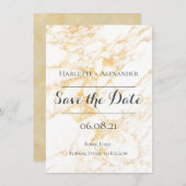 白と金ゴールド大理石 セーブザデート (正面/裏面)