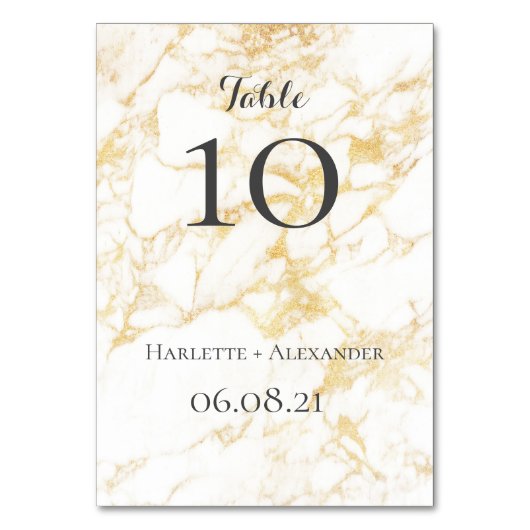 白と金ゴールド大理石 テーブルナンバー (正面)